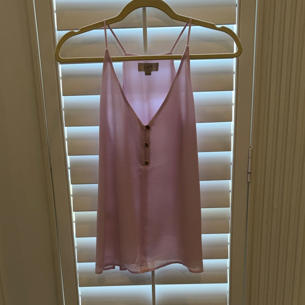 LOFT Light Pink Sheer Button-Front Camisole